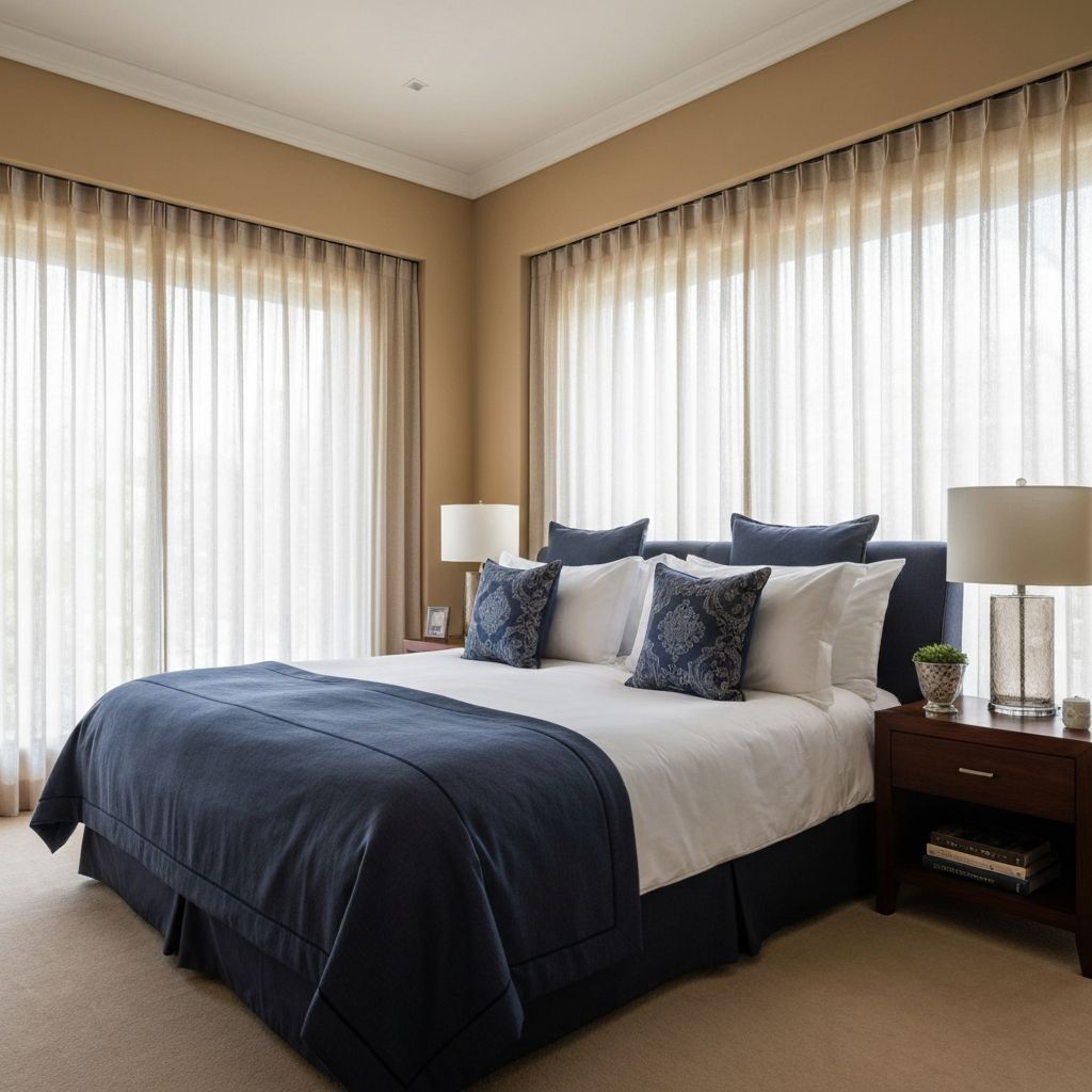 Luxurious bedroom with premium bedding